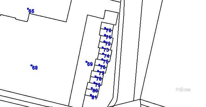 Parcela st. 74 v KÚ Dobrovice, Katastrální mapa