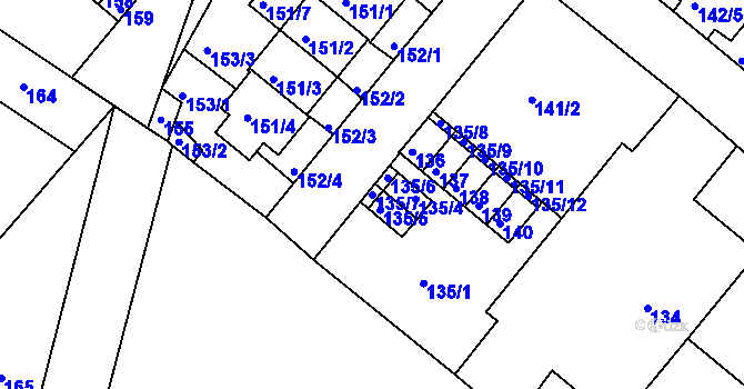 Parcela st. 135/7 v KÚ Dobrovice, Katastrální mapa