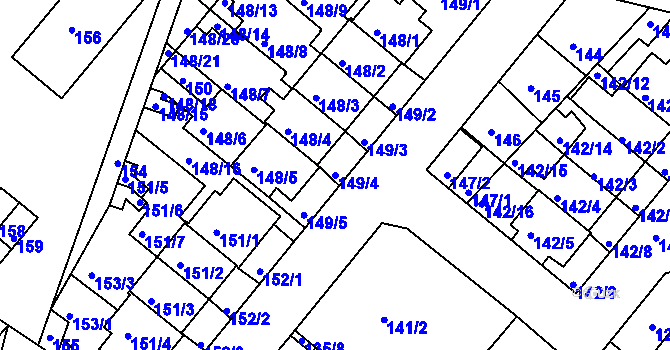Parcela st. 149/4 v KÚ Dobrovice, Katastrální mapa