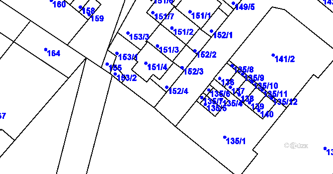 Parcela st. 152/4 v KÚ Dobrovice, Katastrální mapa
