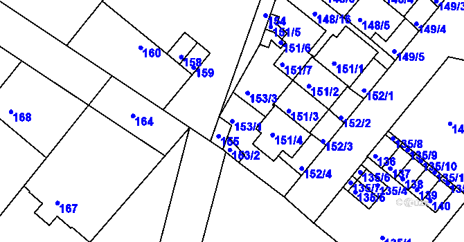 Parcela st. 153/1 v KÚ Dobrovice, Katastrální mapa