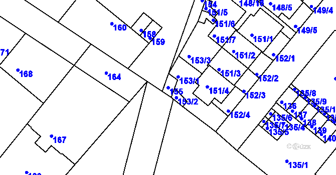 Parcela st. 155 v KÚ Dobrovice, Katastrální mapa