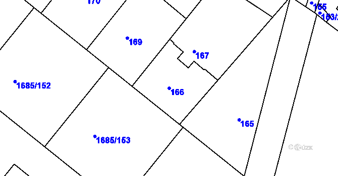 Parcela st. 166 v KÚ Dobrovice, Katastrální mapa