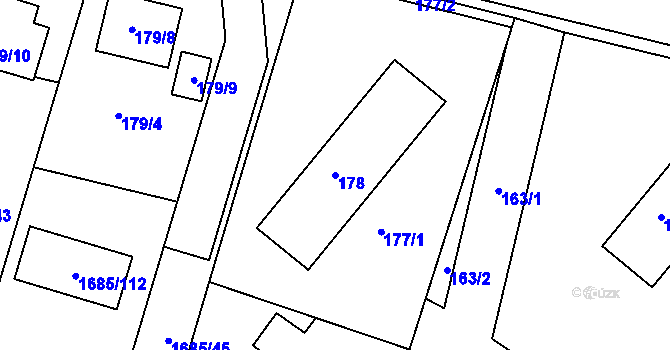 Parcela st. 178 v KÚ Dobrovice, Katastrální mapa