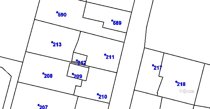Parcela st. 211 v KÚ Dobrovice, Katastrální mapa