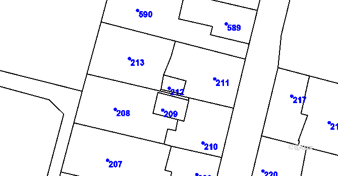 Parcela st. 212 v KÚ Dobrovice, Katastrální mapa