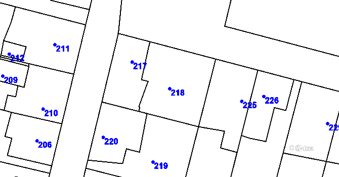 Parcela st. 218 v KÚ Dobrovice, Katastrální mapa
