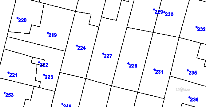 Parcela st. 227 v KÚ Dobrovice, Katastrální mapa