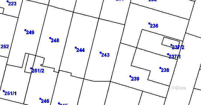 Parcela st. 243 v KÚ Dobrovice, Katastrální mapa