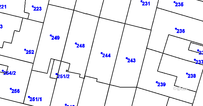 Parcela st. 244 v KÚ Dobrovice, Katastrální mapa