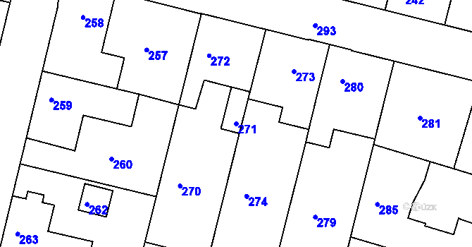 Parcela st. 271 v KÚ Dobrovice, Katastrální mapa
