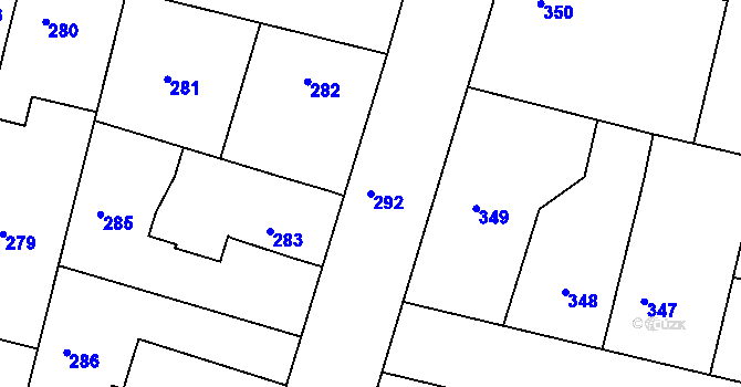 Parcela st. 292 v KÚ Dobrovice, Katastrální mapa