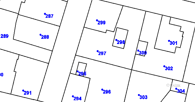 Parcela st. 297 v KÚ Dobrovice, Katastrální mapa
