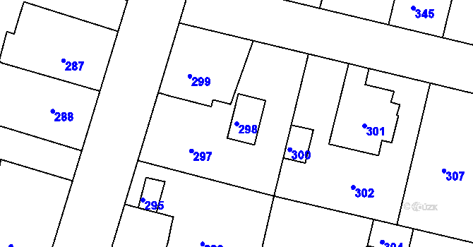 Parcela st. 298 v KÚ Dobrovice, Katastrální mapa