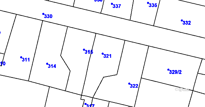 Parcela st. 321 v KÚ Dobrovice, Katastrální mapa