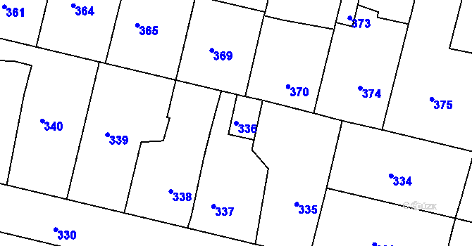 Parcela st. 336 v KÚ Dobrovice, Katastrální mapa