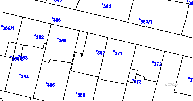 Parcela st. 367 v KÚ Dobrovice, Katastrální mapa