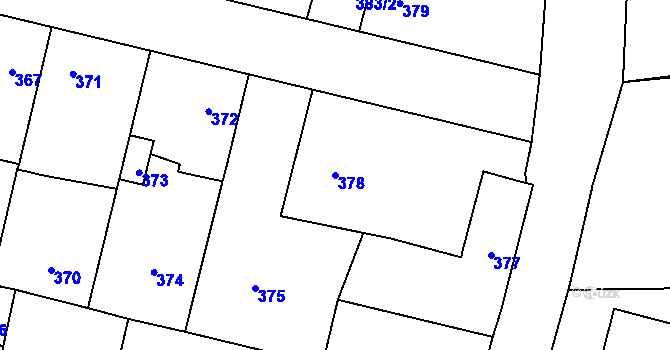 Parcela st. 378 v KÚ Dobrovice, Katastrální mapa