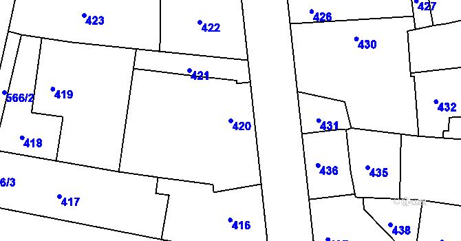 Parcela st. 420 v KÚ Dobrovice, Katastrální mapa