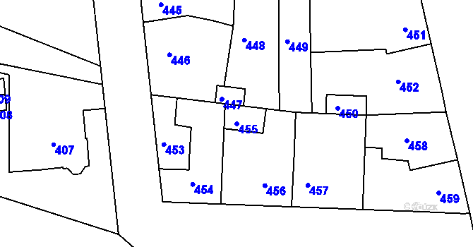 Parcela st. 455 v KÚ Dobrovice, Katastrální mapa