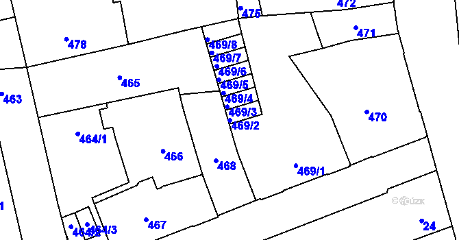 Parcela st. 469/2 v KÚ Dobrovice, Katastrální mapa