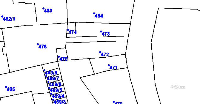 Parcela st. 472 v KÚ Dobrovice, Katastrální mapa