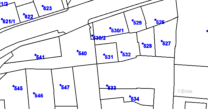 Parcela st. 531 v KÚ Dobrovice, Katastrální mapa