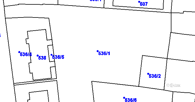 Parcela st. 536/1 v KÚ Dobrovice, Katastrální mapa