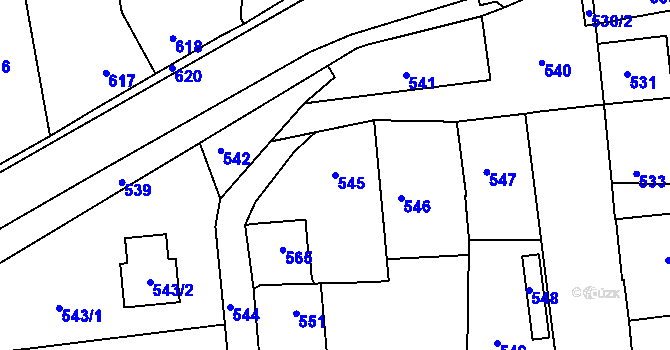 Parcela st. 545 v KÚ Dobrovice, Katastrální mapa