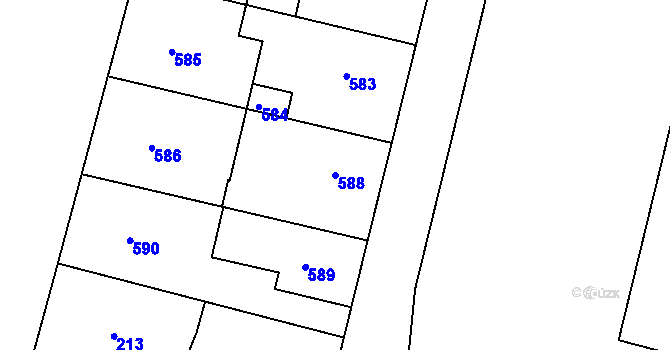 Parcela st. 588 v KÚ Dobrovice, Katastrální mapa