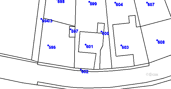 Parcela st. 601 v KÚ Dobrovice, Katastrální mapa