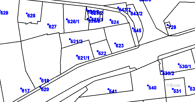 Parcela st. 622 v KÚ Dobrovice, Katastrální mapa