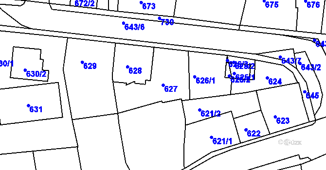 Parcela st. 627 v KÚ Dobrovice, Katastrální mapa