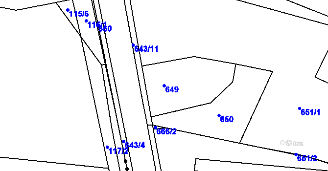 Parcela st. 649 v KÚ Dobrovice, Katastrální mapa