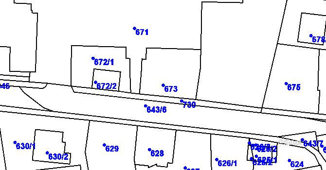 Parcela st. 673 v KÚ Dobrovice, Katastrální mapa