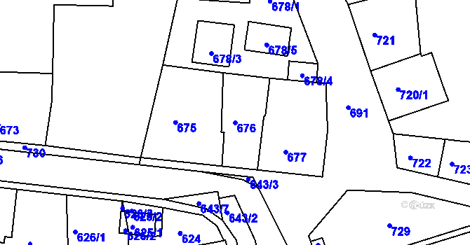 Parcela st. 676 v KÚ Dobrovice, Katastrální mapa