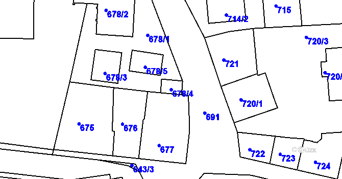 Parcela st. 678/4 v KÚ Dobrovice, Katastrální mapa