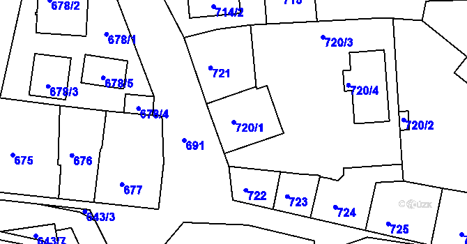 Parcela st. 720/1 v KÚ Dobrovice, Katastrální mapa