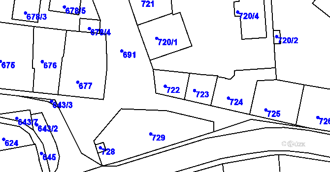 Parcela st. 722 v KÚ Dobrovice, Katastrální mapa