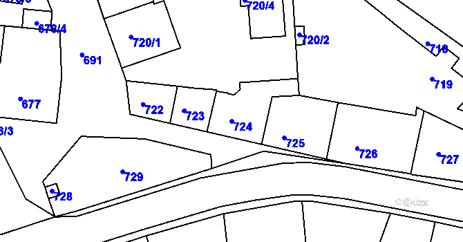 Parcela st. 724 v KÚ Dobrovice, Katastrální mapa