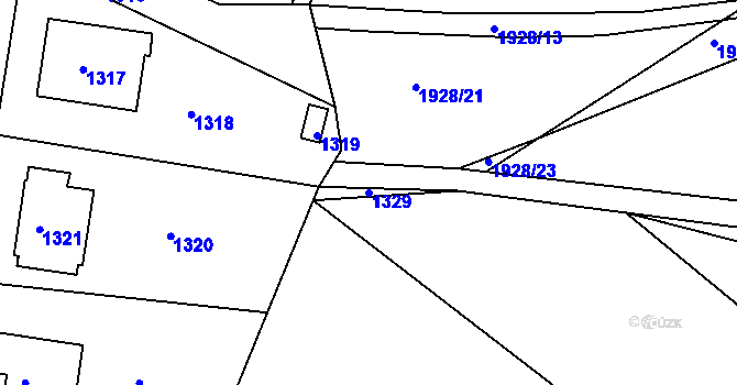 Parcela st. 1329 v KÚ Dobrovice, Katastrální mapa