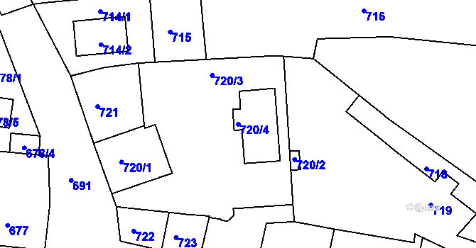 Parcela st. 720/4 v KÚ Dobrovice, Katastrální mapa