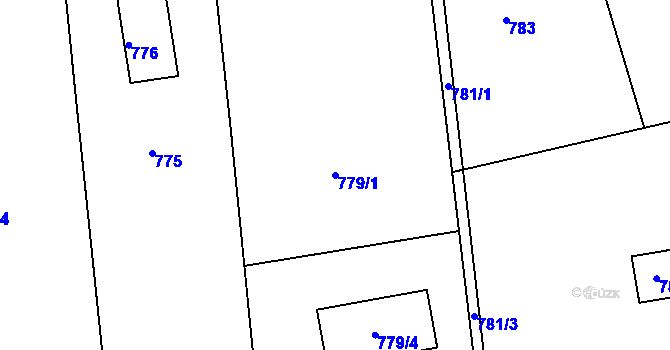 Parcela st. 779/1 v KÚ Dobrovice, Katastrální mapa