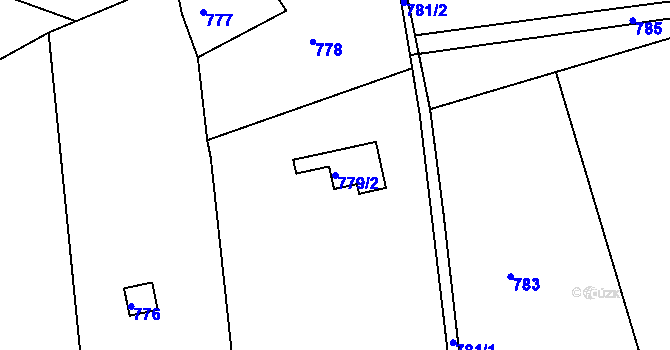 Parcela st. 779/2 v KÚ Dobrovice, Katastrální mapa