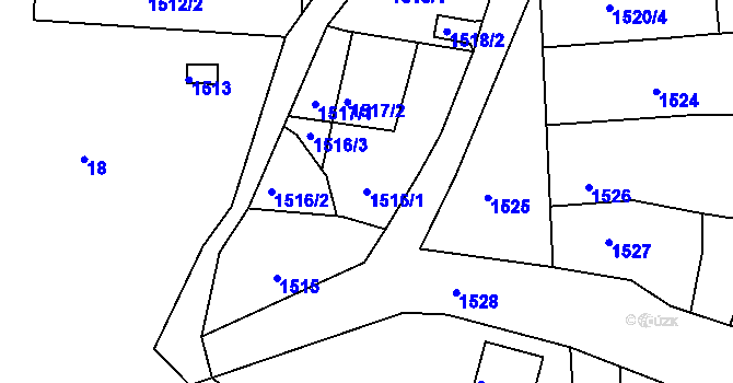 Parcela st. 1516/1 v KÚ Dobrovice, Katastrální mapa