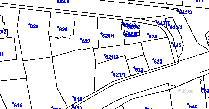 Parcela st. 621/2 v KÚ Dobrovice, Katastrální mapa