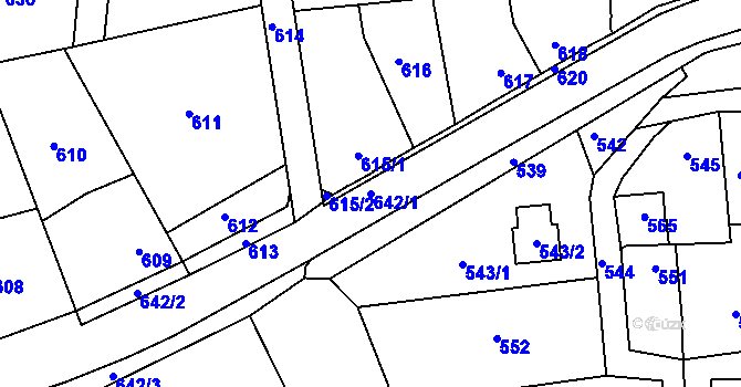Parcela st. 642/1 v KÚ Dobrovice, Katastrální mapa