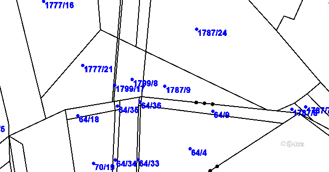 Parcela st. 1787/9 v KÚ Dobrovice, Katastrální mapa