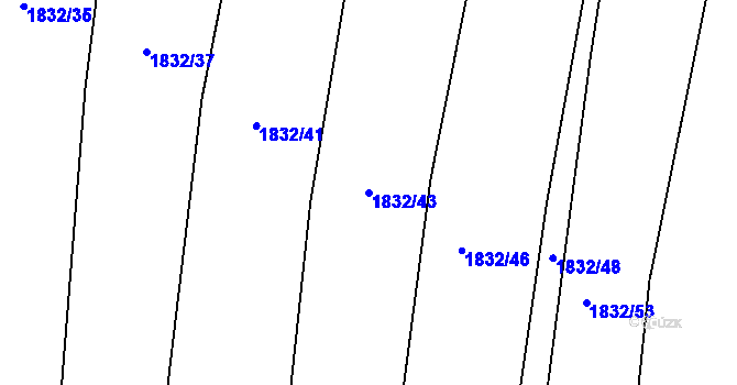 Parcela st. 1832/43 v KÚ Dobrovice, Katastrální mapa