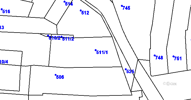 Parcela st. 511/1 v KÚ Dobrovice, Katastrální mapa